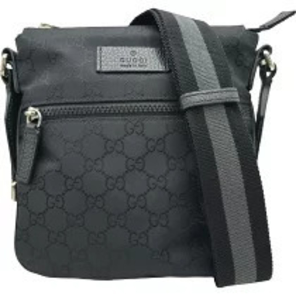 Gucci black GG monogram messenger Crossbody bag